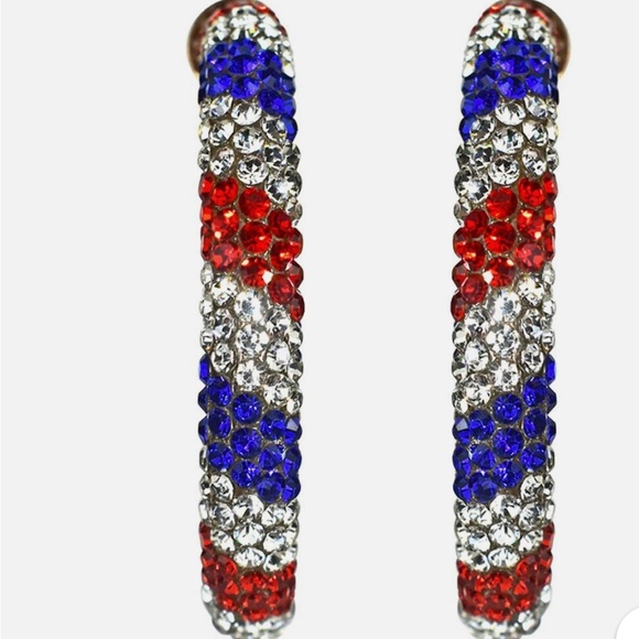 Multicolored Bling Hoops Earrings - Picture 7 of 7